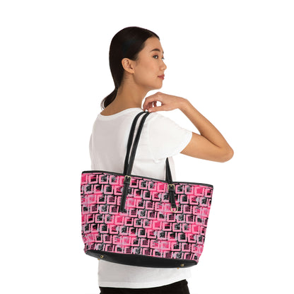 Pink Elegant PU Leather Shoulder Bag - Leather Tote Bag