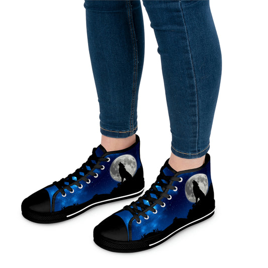 Full Moon Women's High Top Canvas Shoes - Sneakers - Black