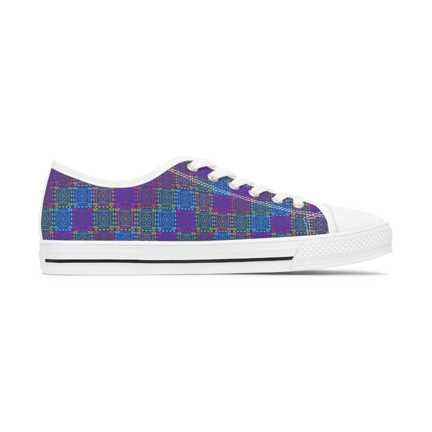 Purple Patterns Women's Low Top Canvas Shoes - Sneakers - White - Right