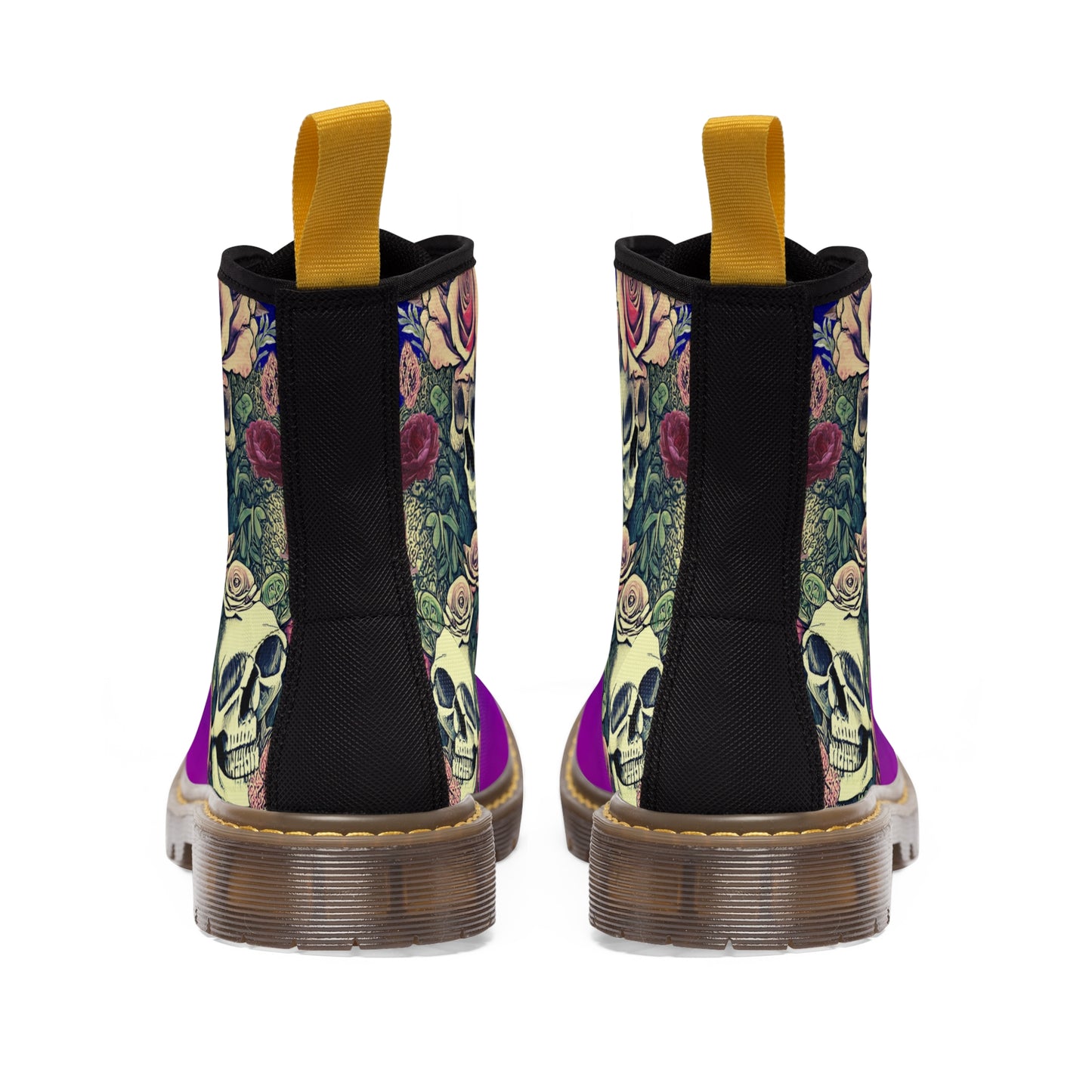 Skulls In The Garden Women's Canvas Boots - Women’s Boots - Brown - Back