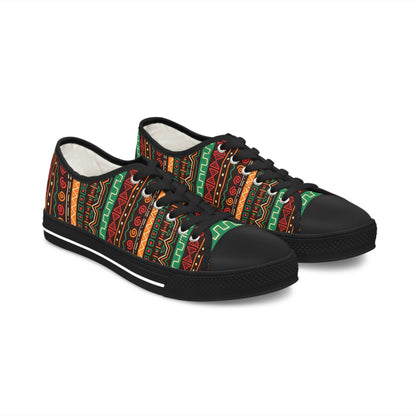 African Pattern Women's Low Top Canvas Shoes - Sneakers - Black