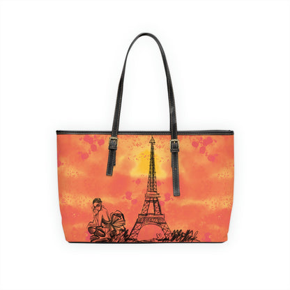 French Sunset PU Leather Shoulder Bag - Leather Tote Bag - Modern Tote Bag