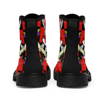 Alice Black &amp; Red Women's Canvas Boots - Women’s Boots - Black - Back