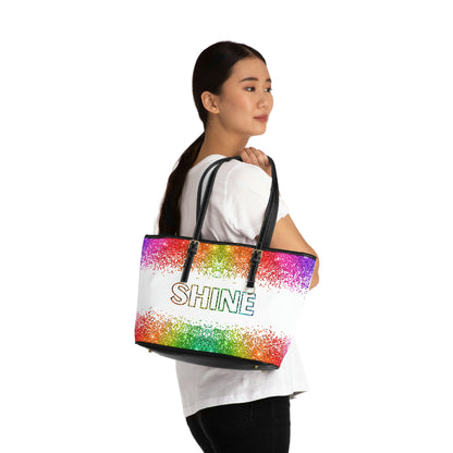 Shine PU Leather Shoulder Bag - Leather Tote Bag - Elegant Tote Bag