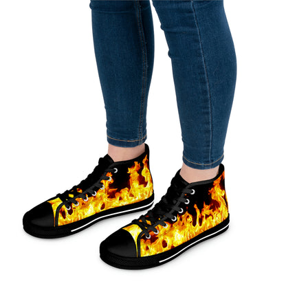 Flames Women's High-Top Canvas Shoes - Sneakers - Black