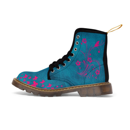 Enchanted Flowers Women's Canvas Boots - Women’s Boots - Brown - Left