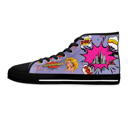 Comic Women's High Top Canvas Shoes - Sneakers - Black - Left