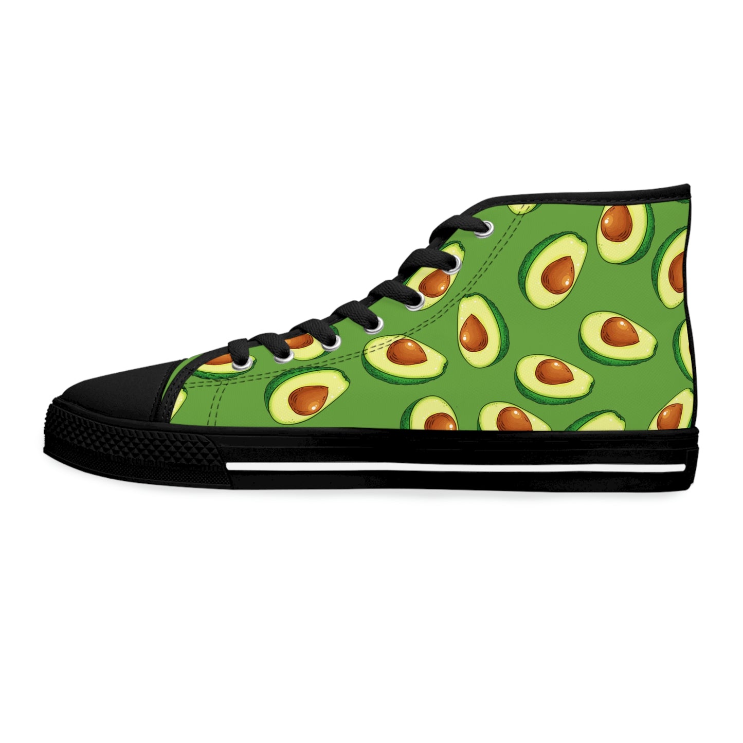 Avocados Women's High Top Canvas Shoes - Sneakers - Black - Left