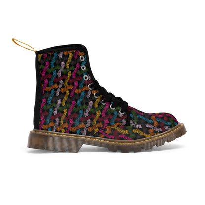 Colourful Patterns Women's Canvas Boots - Women’s Boots - Brown - Right