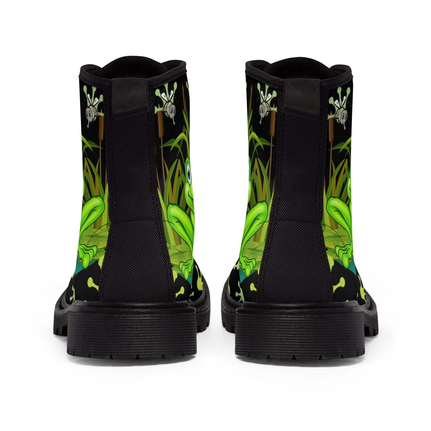 Frog In The Pond Women's Canvas Boots - Women’s Boots - Black - Back