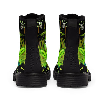 Frog In The Pond Women's Canvas Boots - Women’s Boots - Black - Back