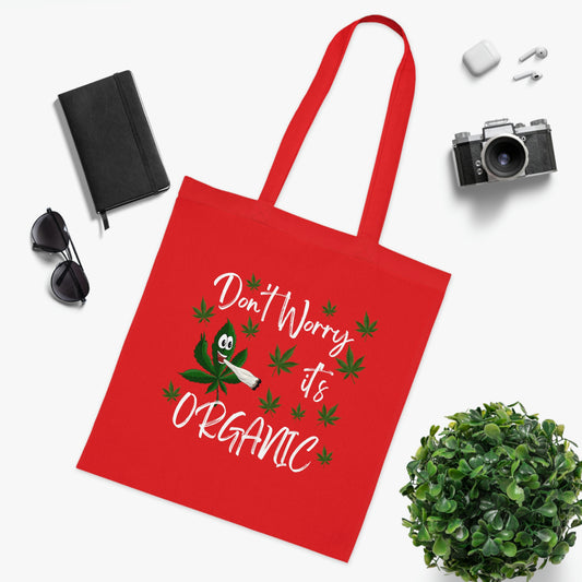 Don't Worry Canvas Tote Bag | Reusable Grocery Bag | Shoulder Bag | Cute Tote Bag | Red