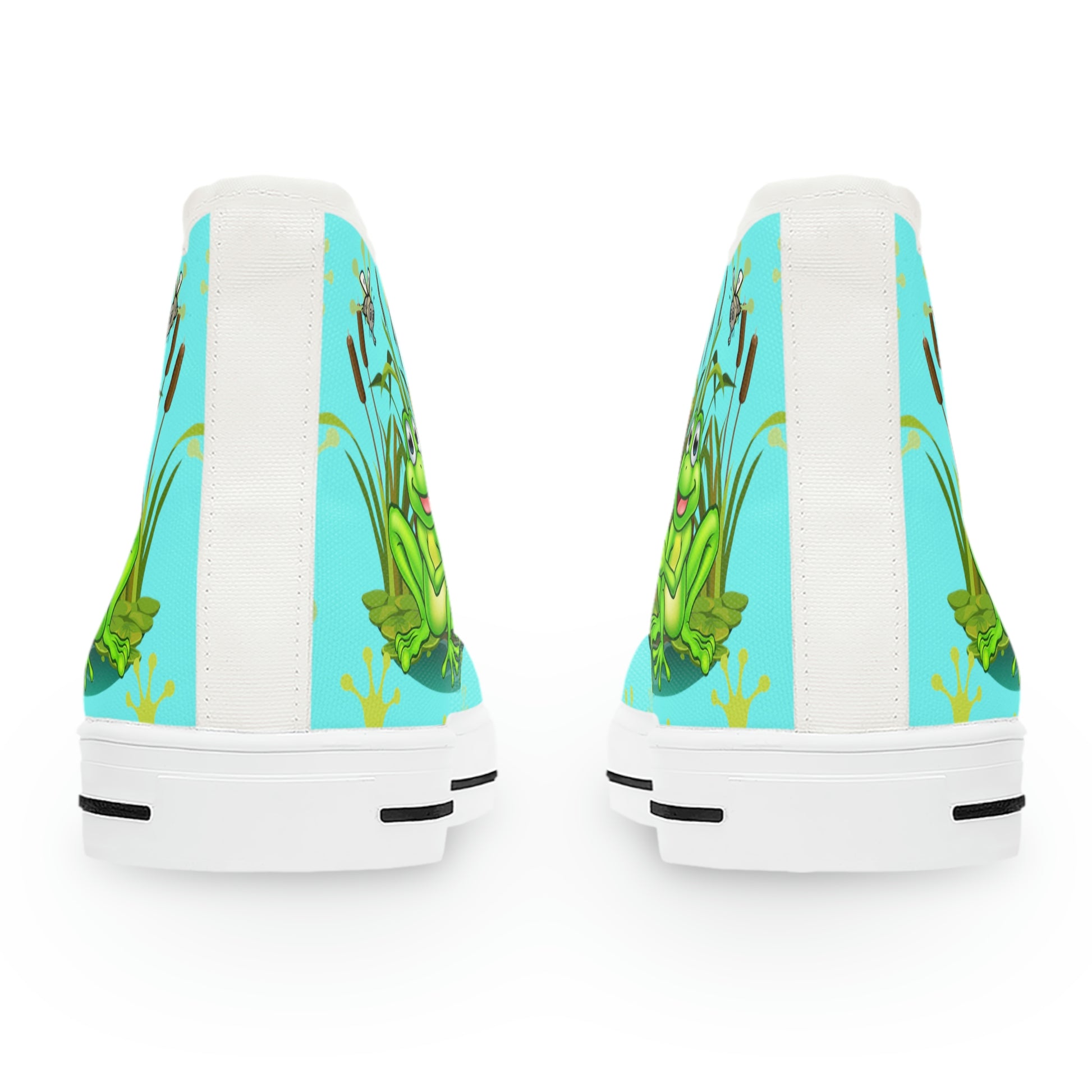 Frog In The Pond Women's High Top Canvas Shoes - Sneakers - White - Back