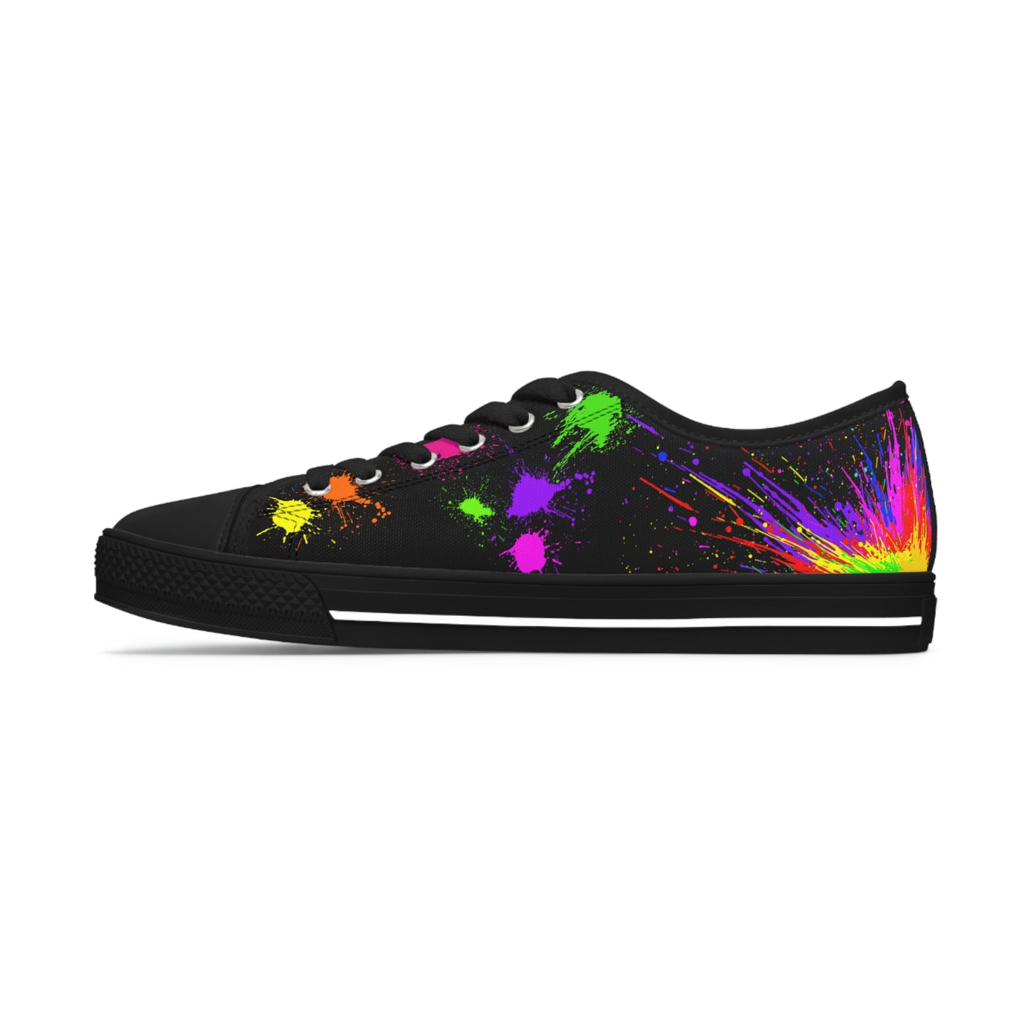 Paint Splashes Women's Low Top Canvas Shoes - Sneakers - Black - Left