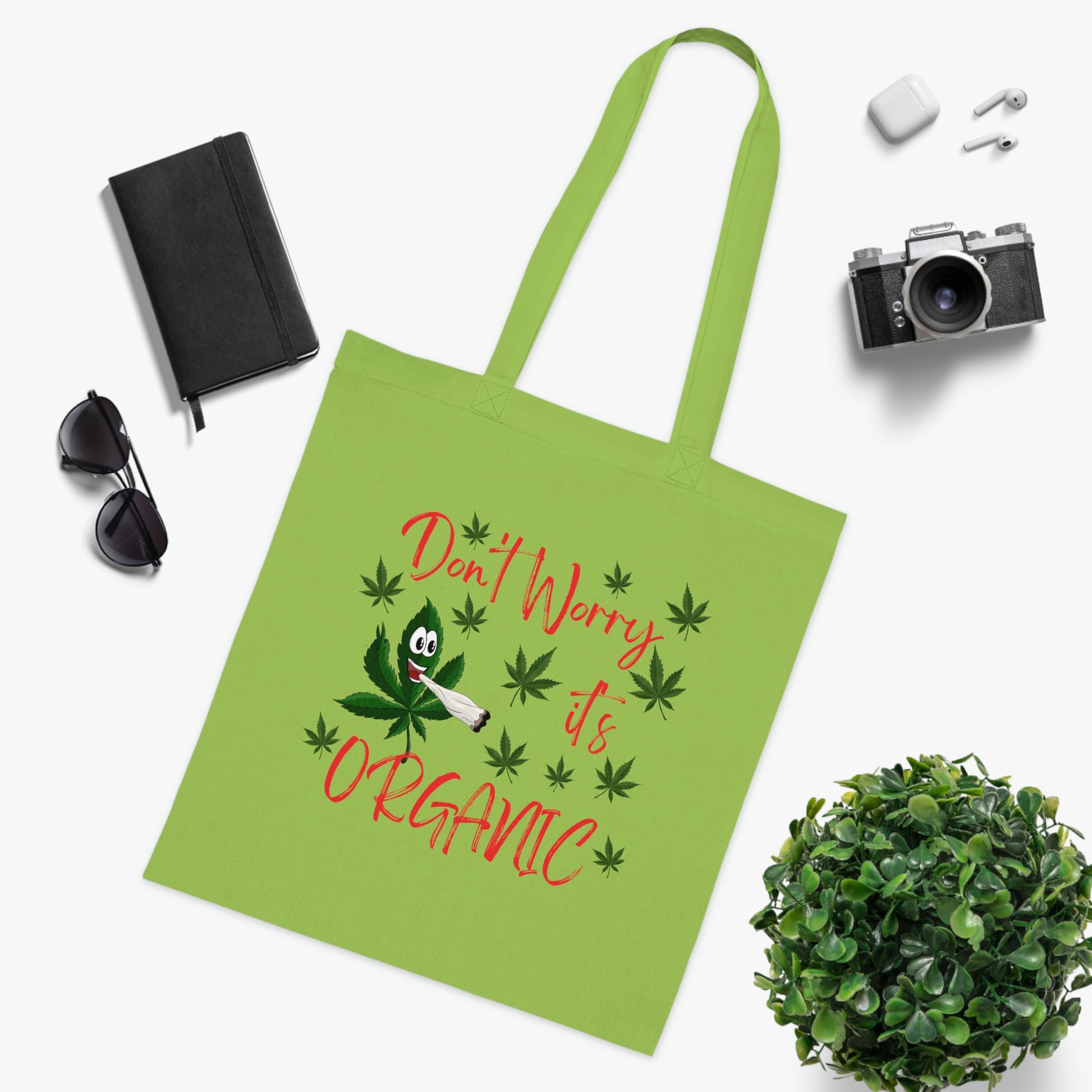 Don't Worry Canvas Tote Bag | Reusable Grocery Bag | Shoulder Bag | Cute Tote Bag | Green