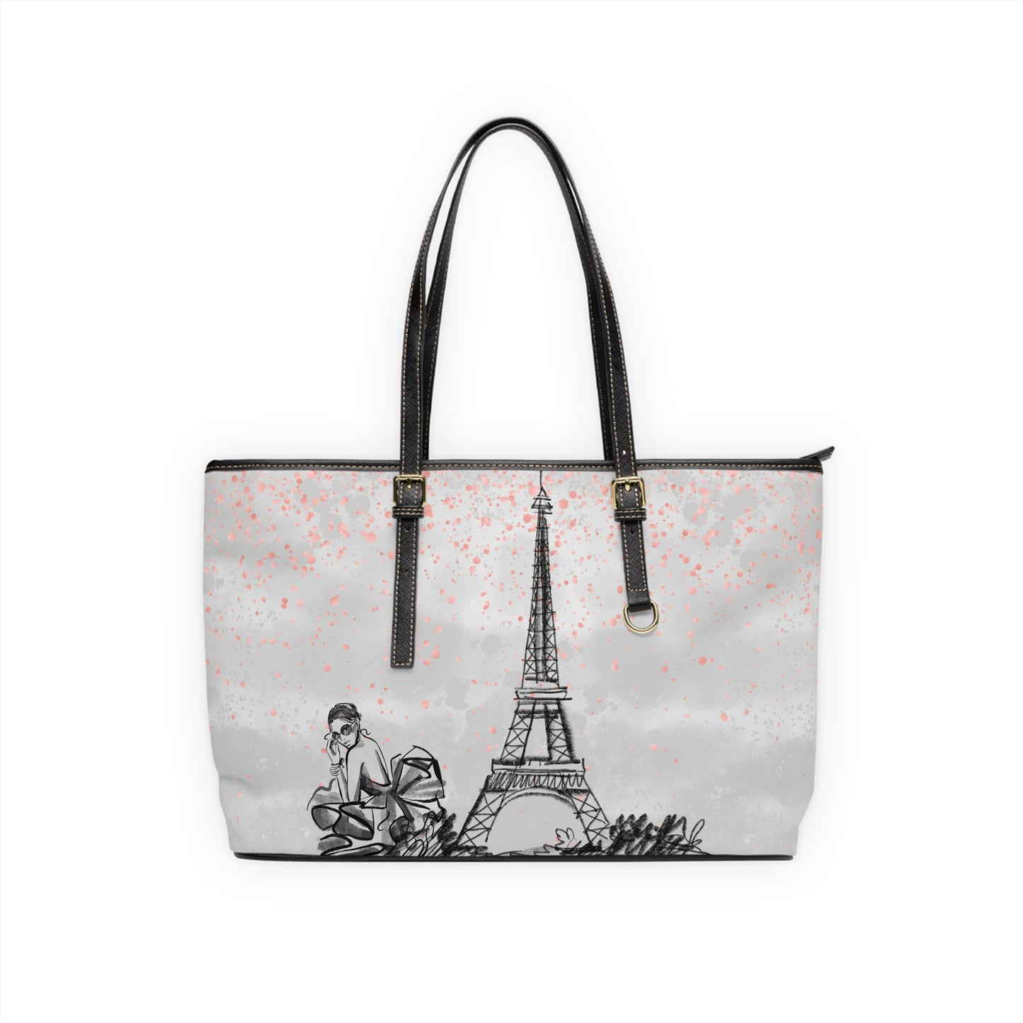 Lady In France PU Leather Shoulder Bag - Leather Tote Bag - Side