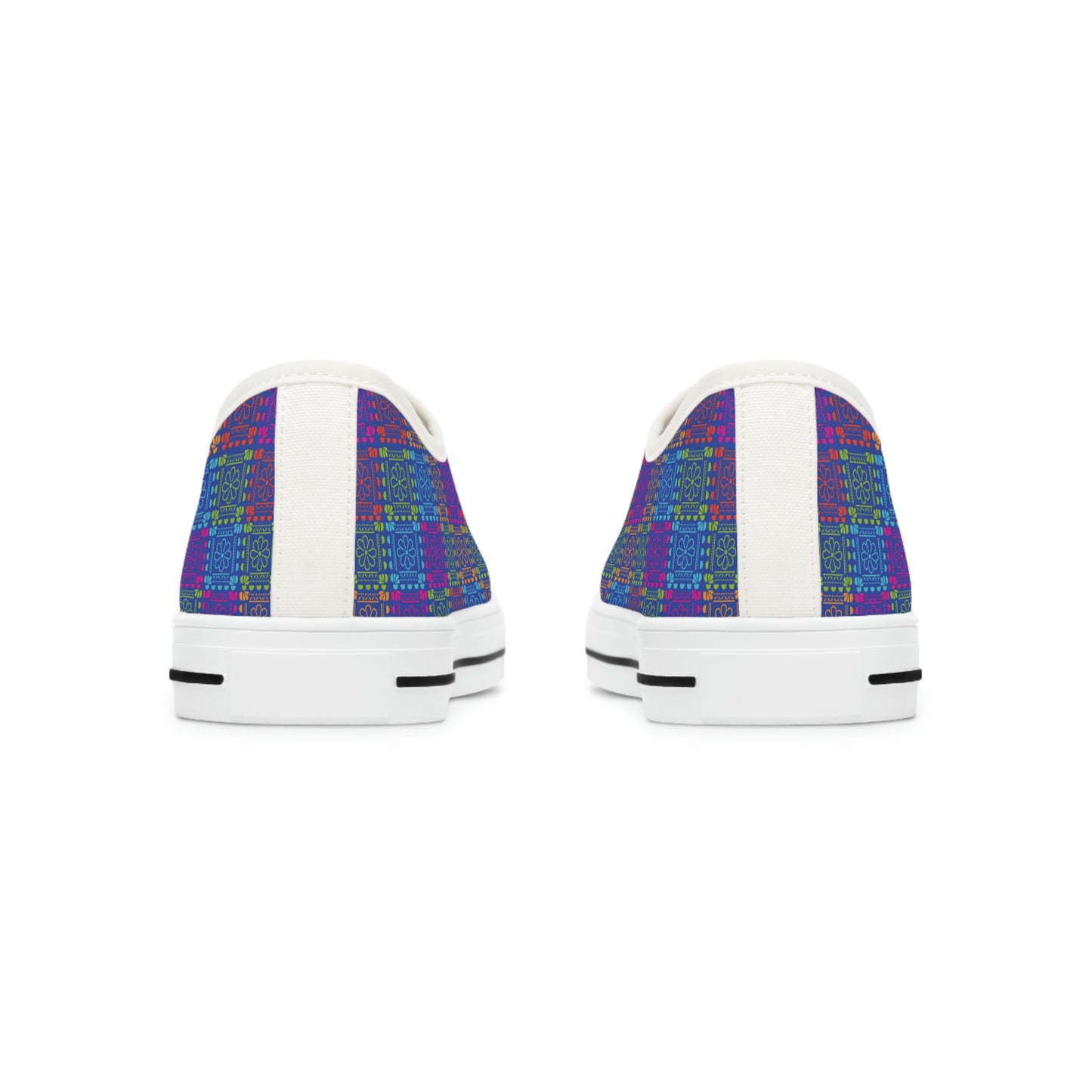 Purple Patterns Women's Low Top Canvas Shoes - Sneakers - White - Back