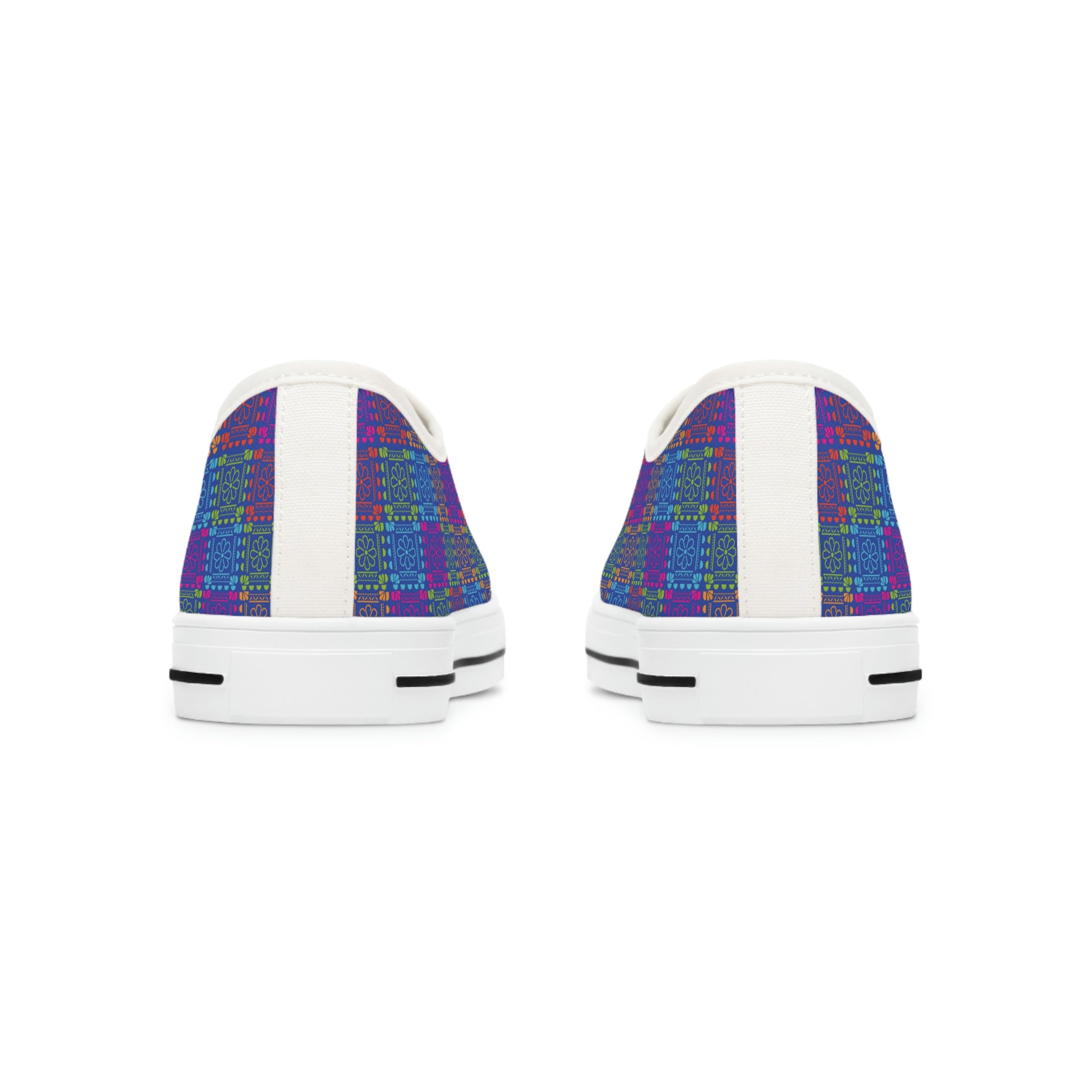 Purple Patterns Women's Low Top Canvas Shoes - Sneakers - White - Back