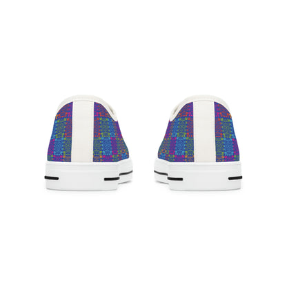 Purple Patterns Women's Low Top Canvas Shoes - Sneakers - White - Back