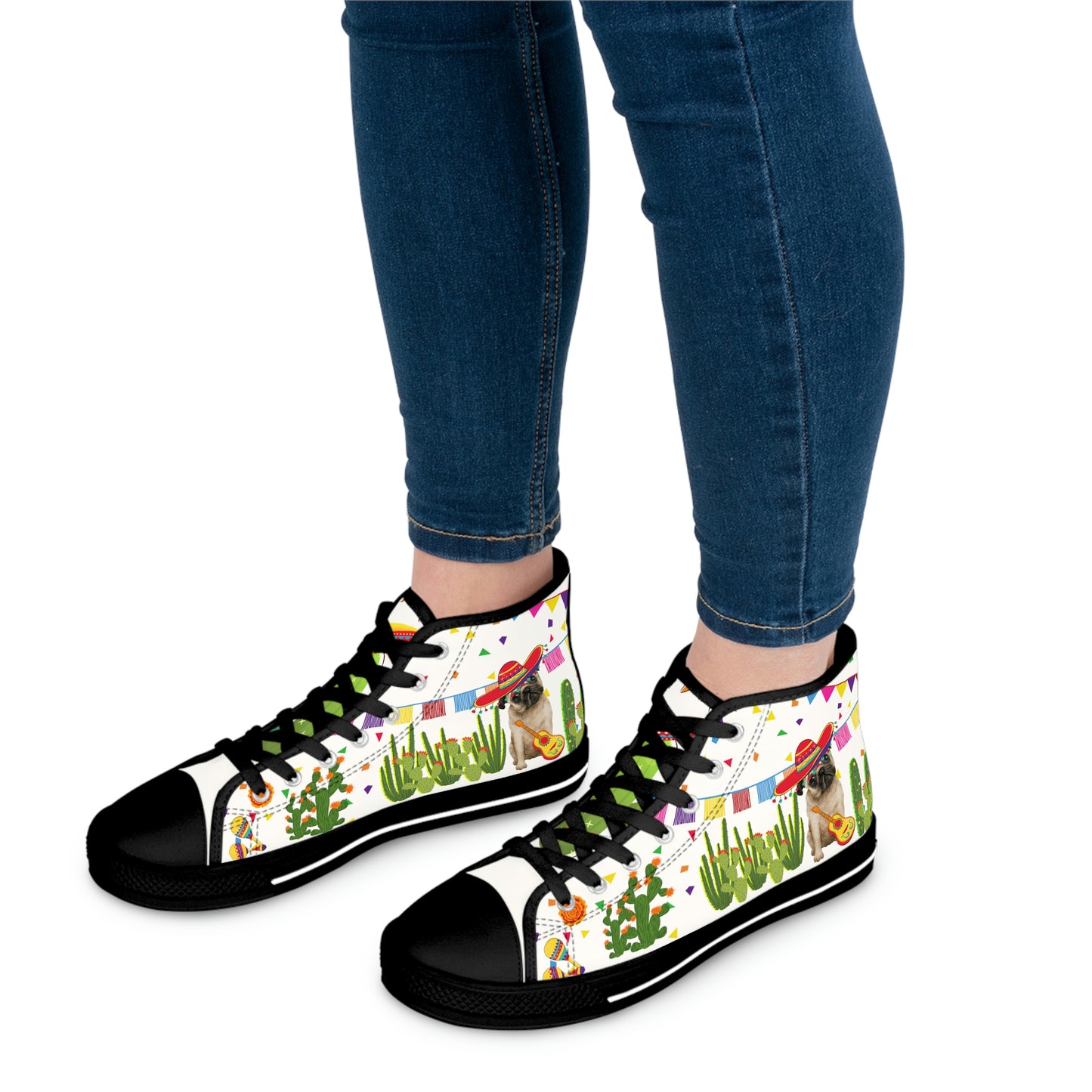 Mexican Women's High Top Canvas Shoes - Sneakers - Black - On The Go