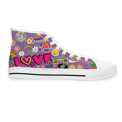 Hippie Love Women's High Top Canvas Shoes - Sneakers - White - Right