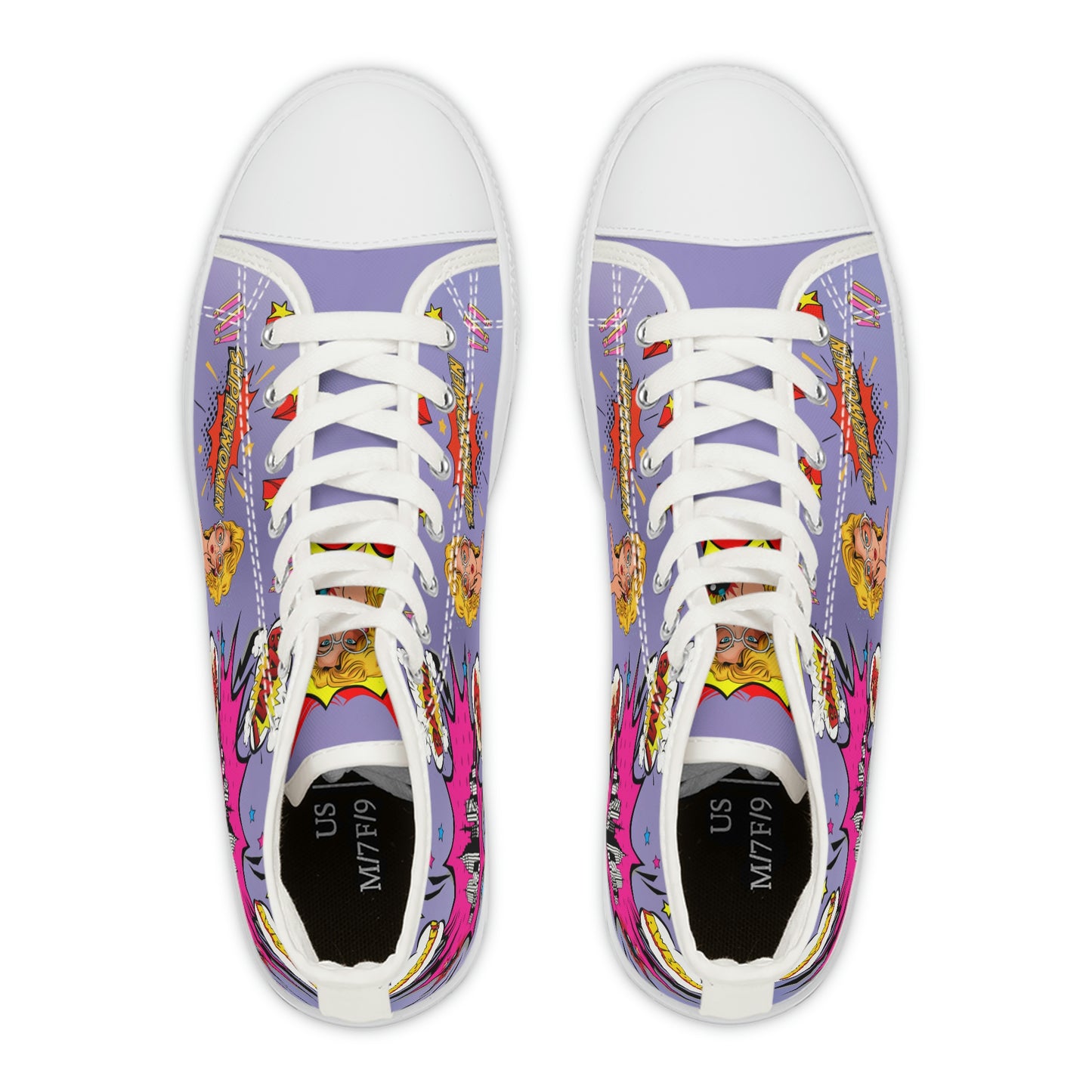 Comic Women's High Top Canvas Shoes - Sneakers - White - Top