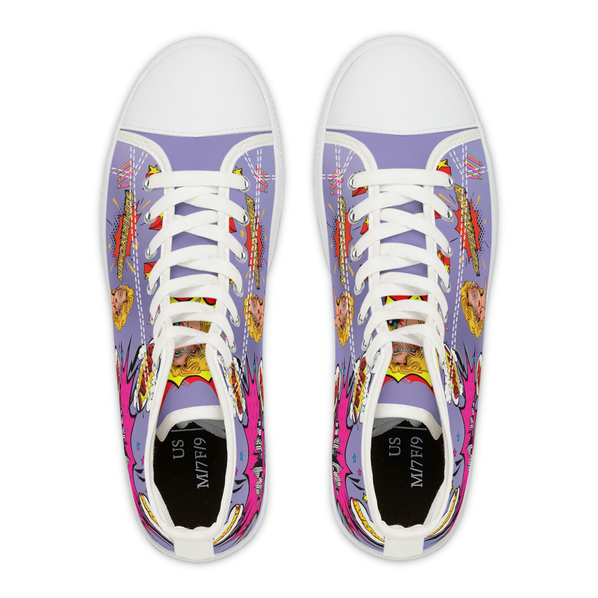 Comic Women's High Top Canvas Shoes - Sneakers - White - Top