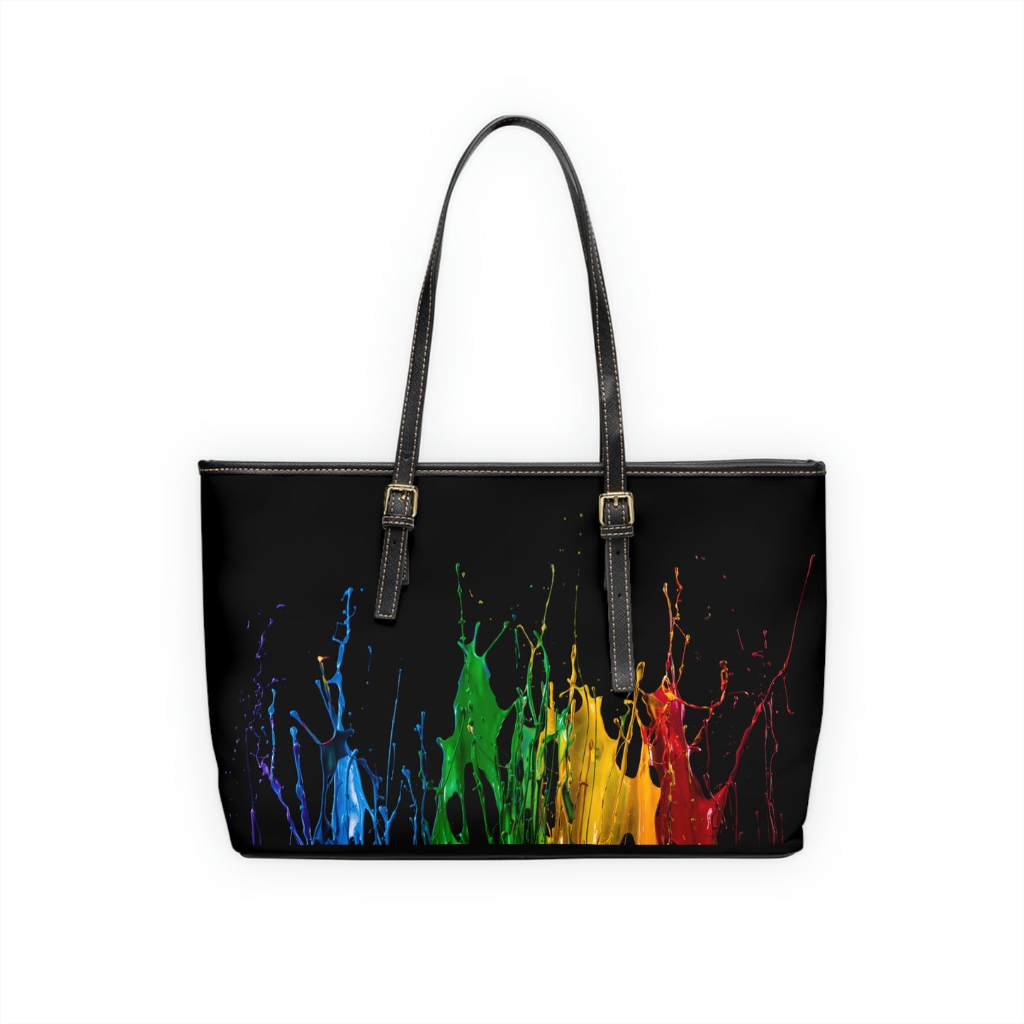 Splash Of Paint PU Leather Shoulder Bag - Leather Tote Bag - Elegant Tote Bag