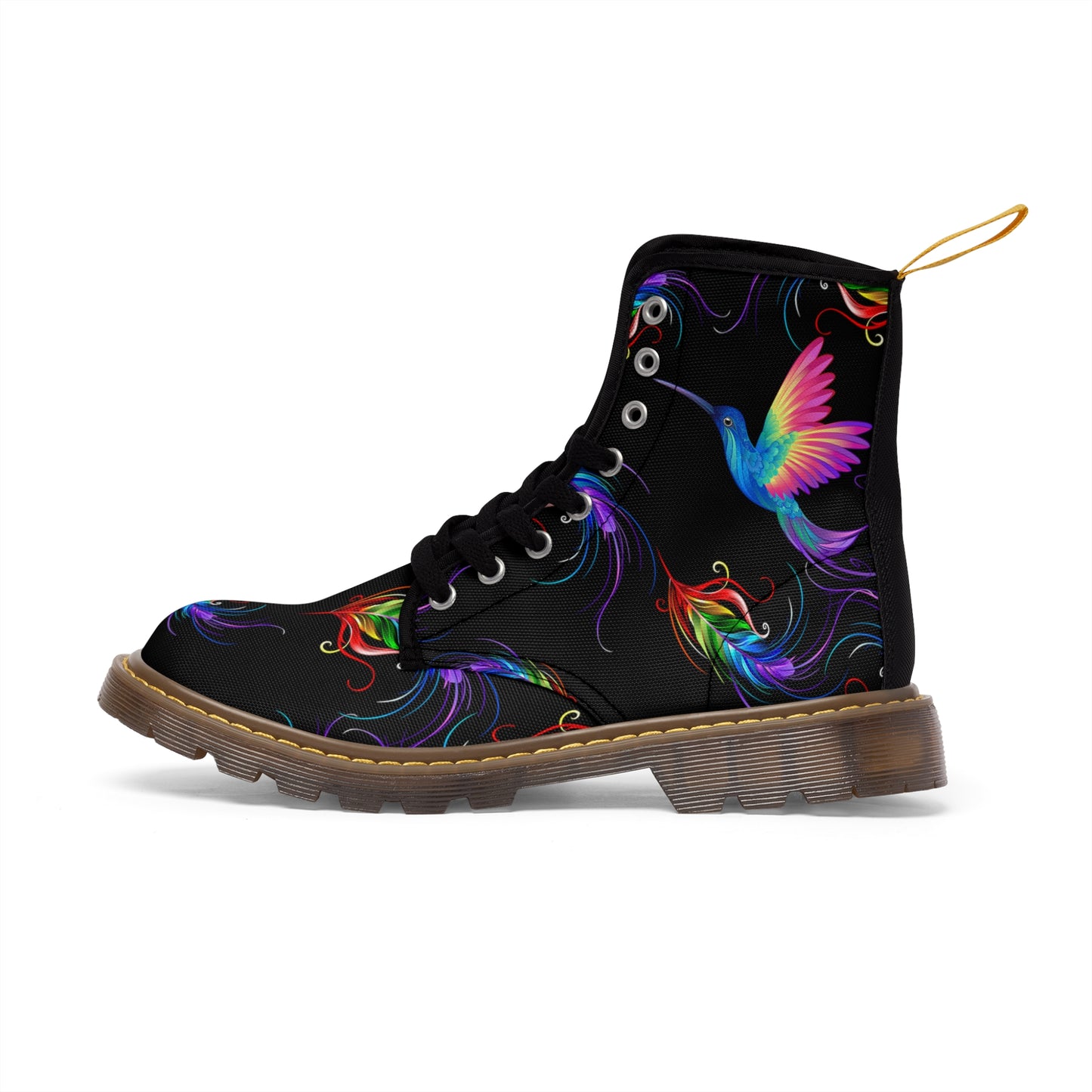 Rainbow Hummingbird Women's Canvas Boots - Women’s Boots - Brown - Left