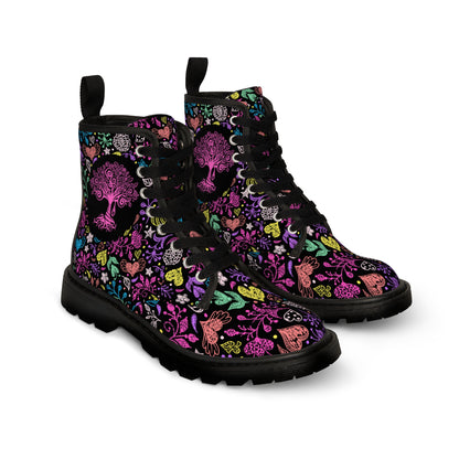 Drawings Women's Canvas Boots - Women’s Boots - Black - Left And Right