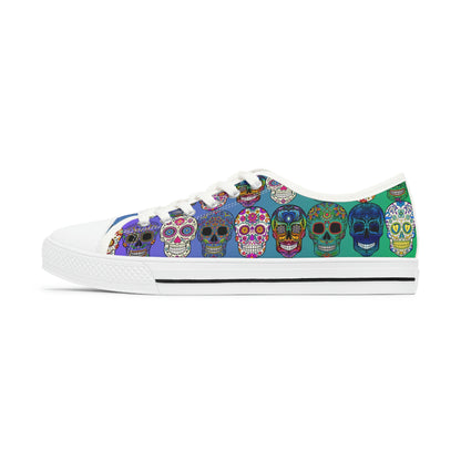 Mexican Skulls Women's Low Top Canvas Shoes - Sneakers - White - Left