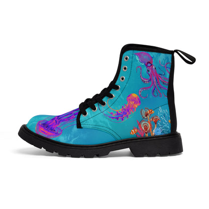 Under The Sea Women's Canvas Boots - Women’s Boots - Black - Left