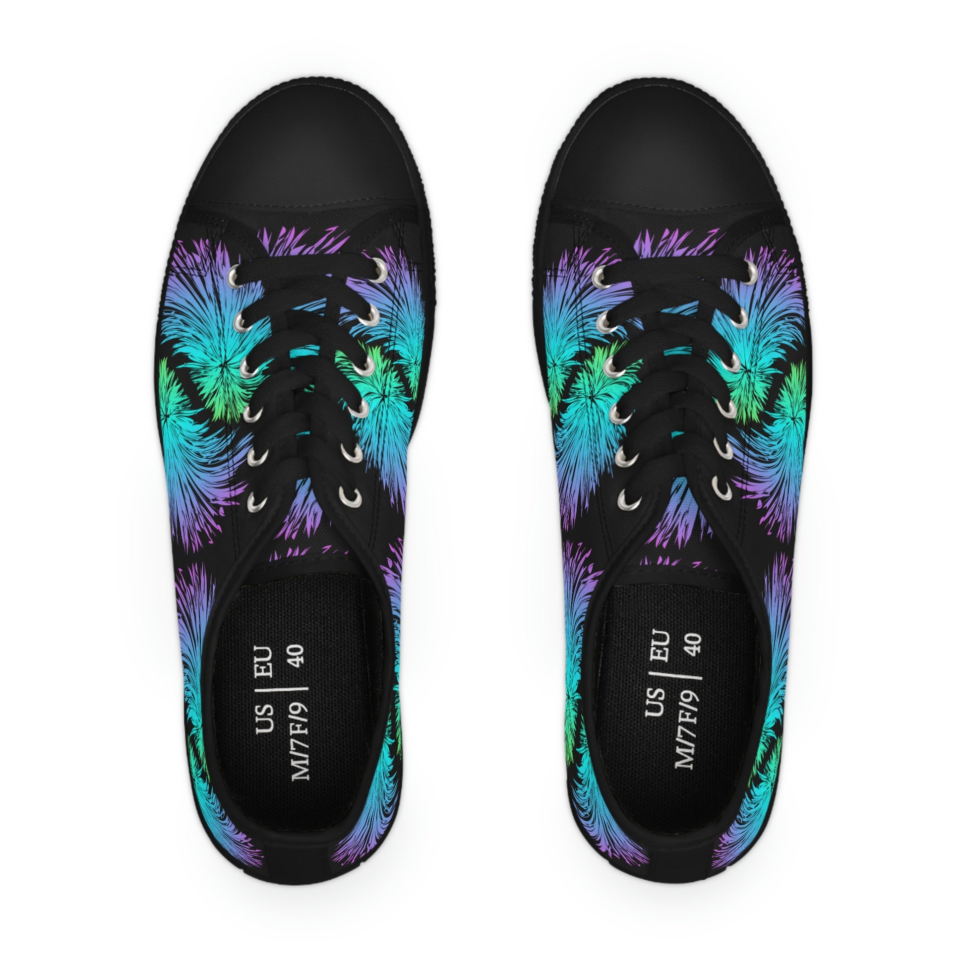 Vibrant Feather Women's Low Top Canvas Shoes | Sneakers | Black | Top