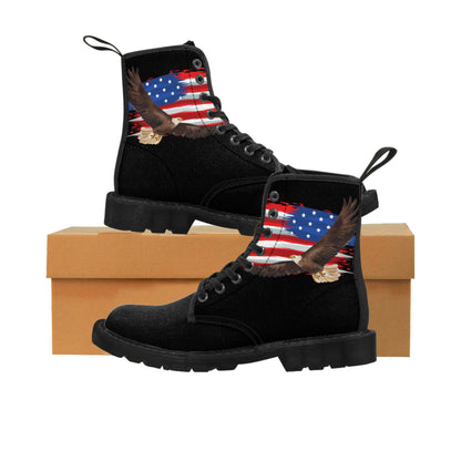 American Flag Men's Canvas Boots - Men's Boots - Black - Left and Right