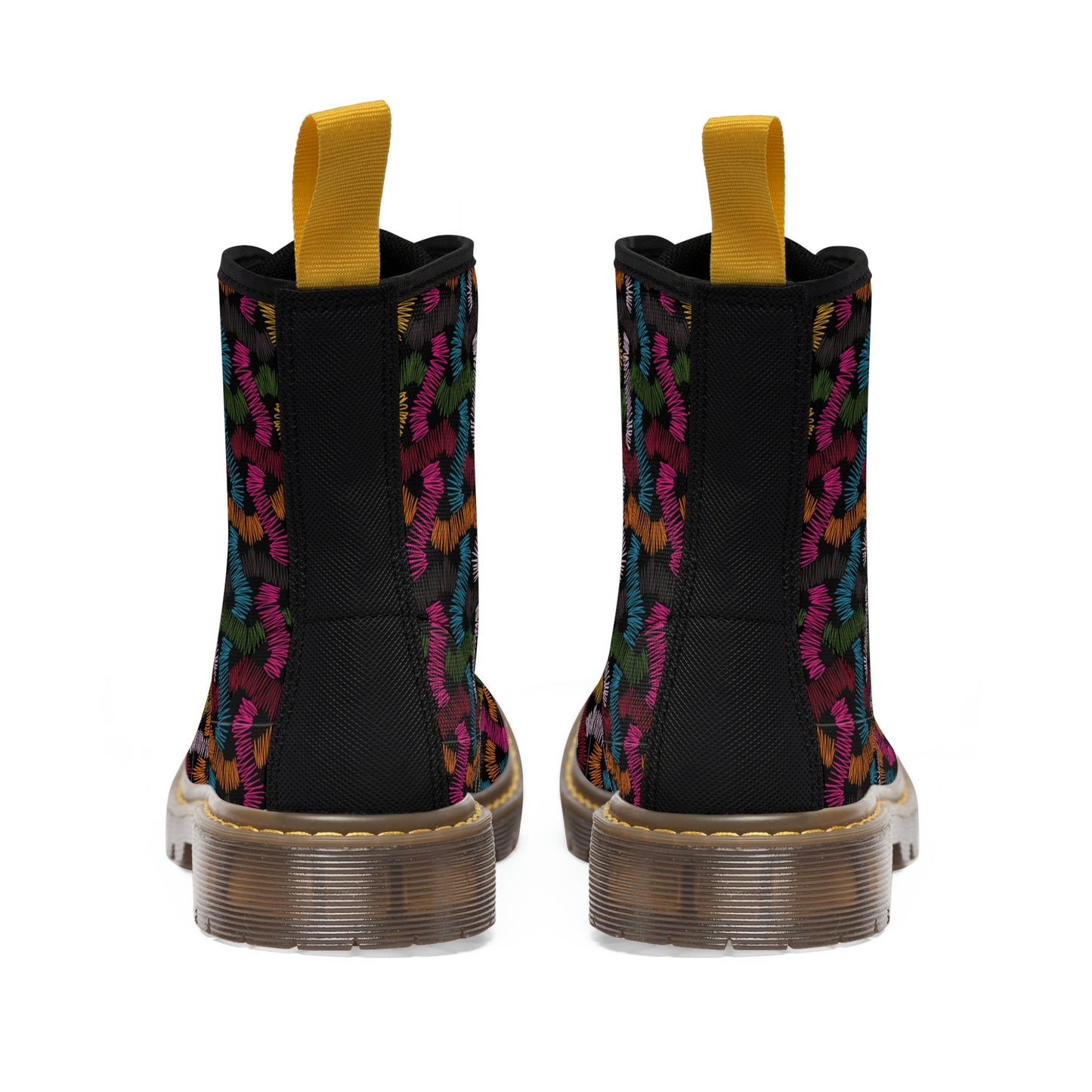 Colourful Patterns Women's Canvas Boots - Women’s Boots - Brown - Back