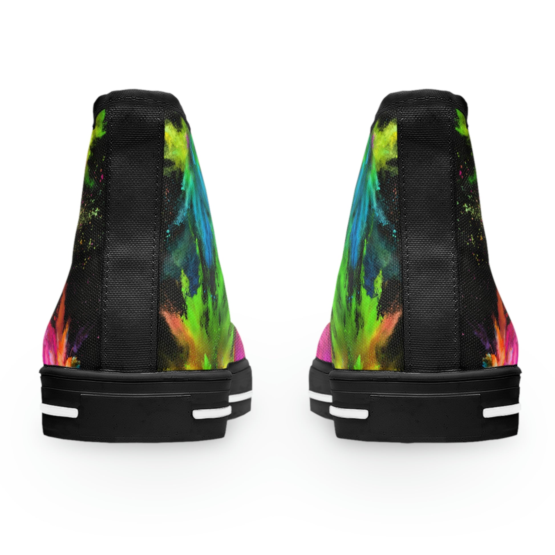 Colourful Clouds Women's High Top Canvas Shoes - Sneakers - Black - Back