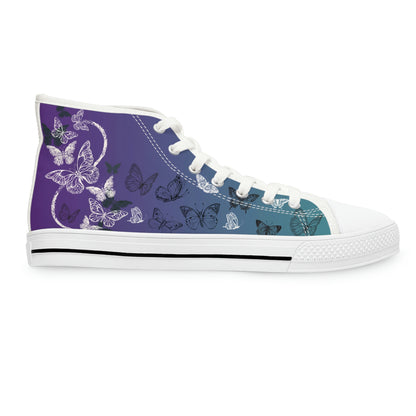 Modern Butterflies Women's High Top Canvas Shoes - Sneakers - White - Right