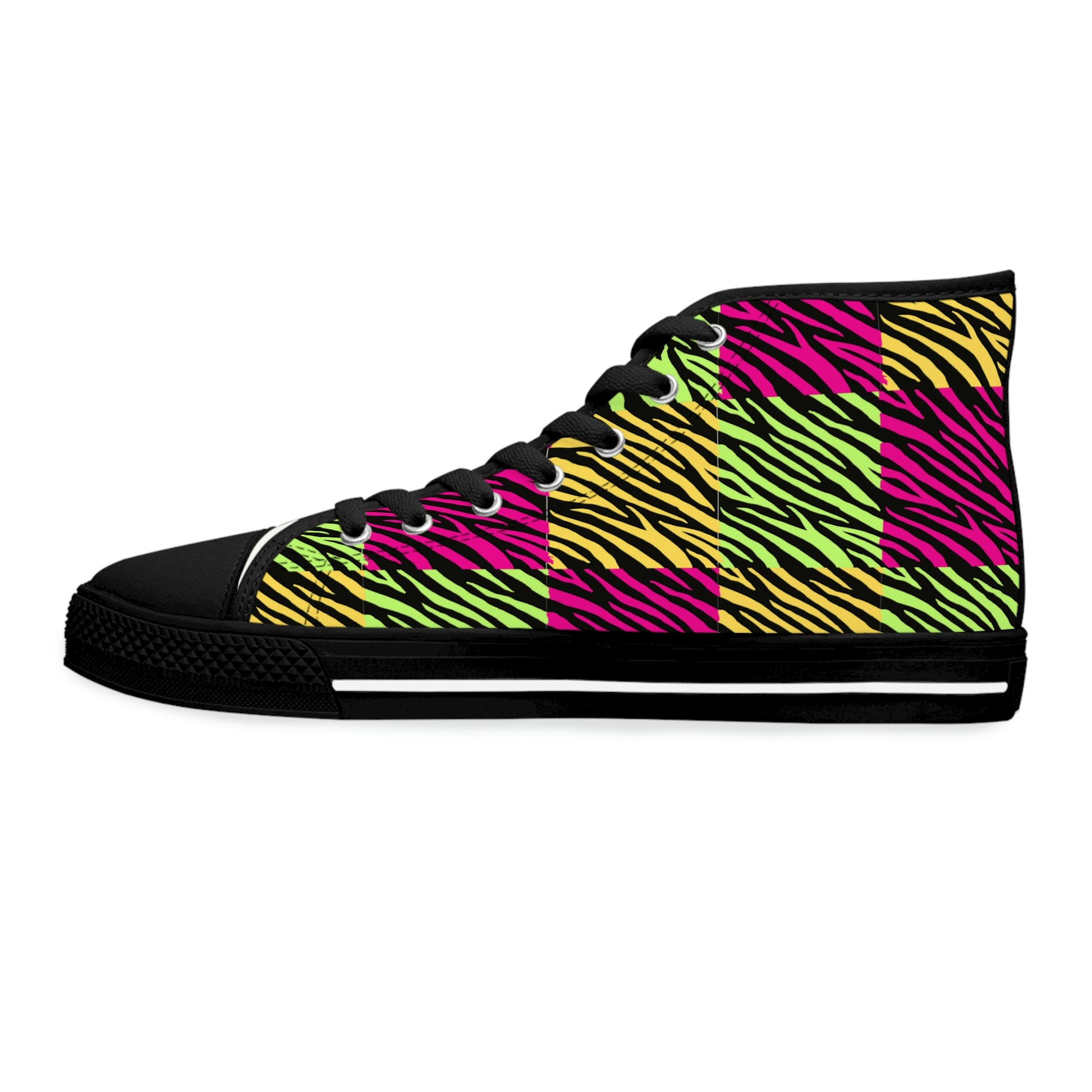 Stripes Women's High-Top Canvas Shoes - Sneakers - Black - Left