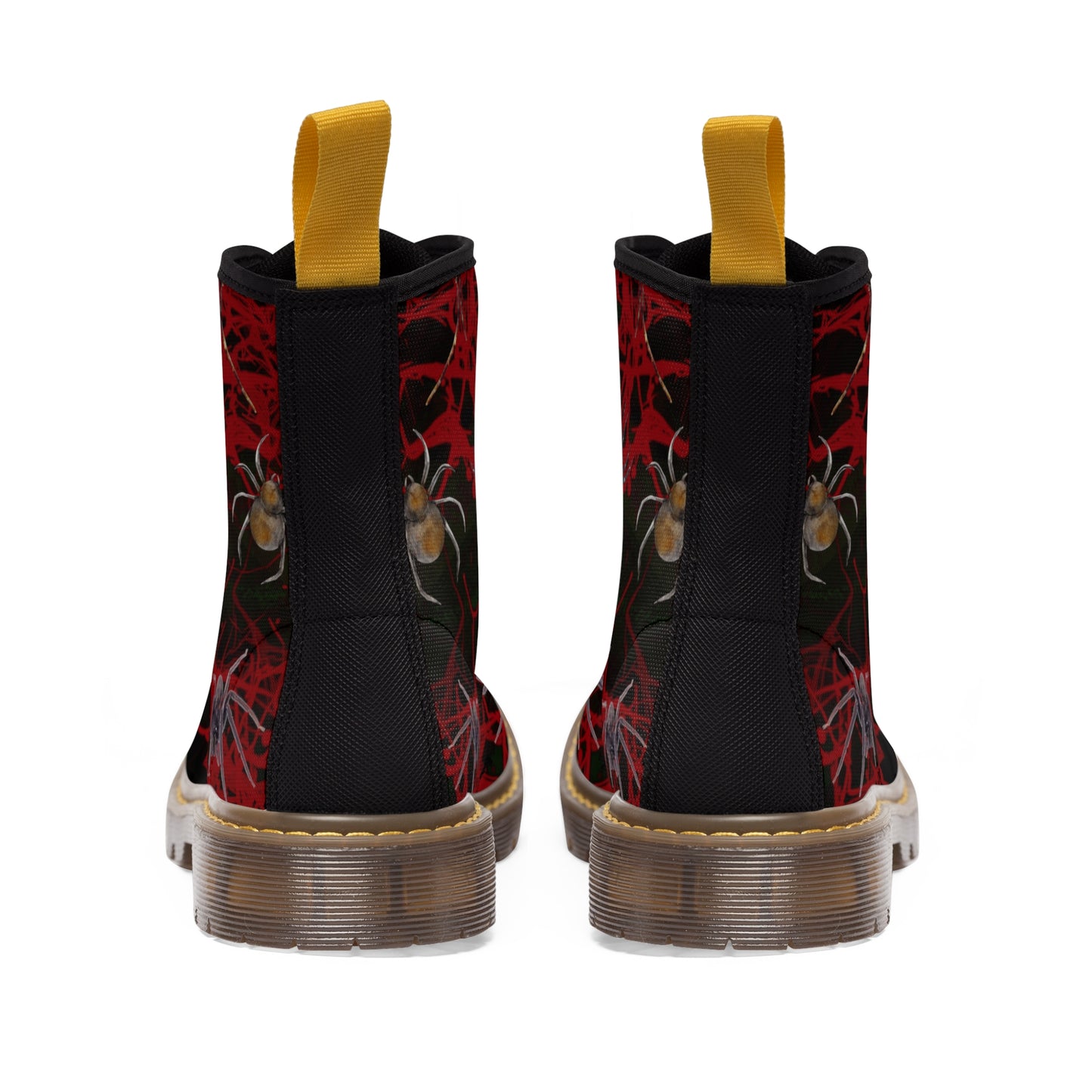 Halloween Spiders Women's Canvas Boots - Women’s Boots - Brown - Back