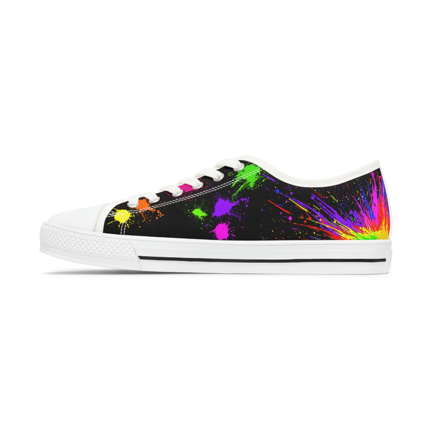 Paint Splashes Women's Low Top Canvas Shoes - Sneakers - White - Left