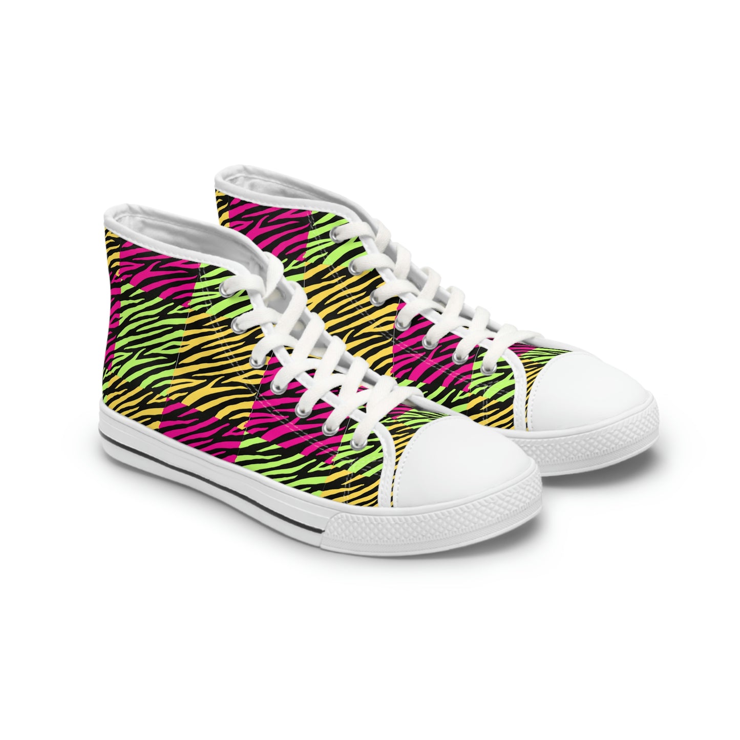 Stripes Women's High-Top Canvas Shoes - Sneakers - White -