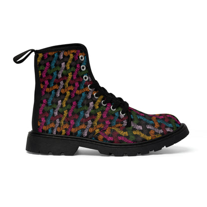 Colourful Patterns Women's Canvas Boots - Women’s Boots - Black - Right