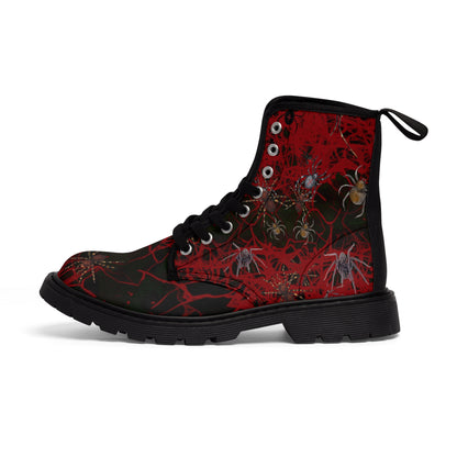 Halloween Spiders Women's Canvas Boots - Women’s Boots - Black - Left