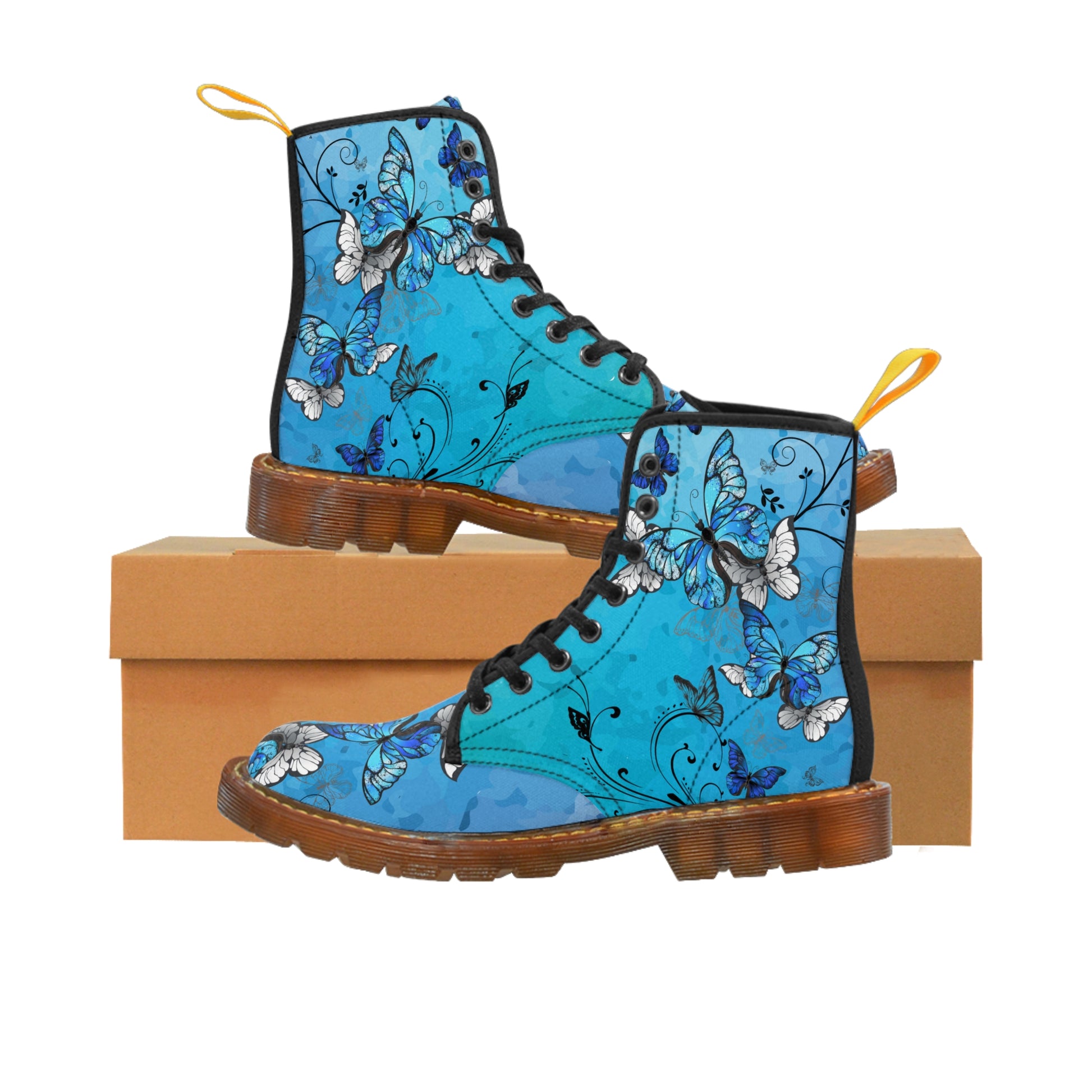 Butterflies Women's Canvas Boots - Women’s Boots - Brown