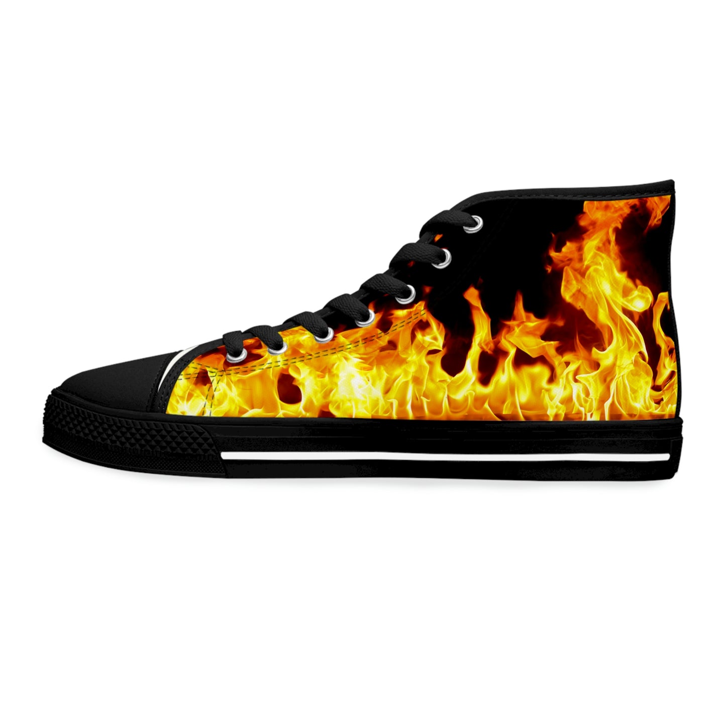 Flames Women's High-Top Canvas Shoes - Sneakers - Black - Left