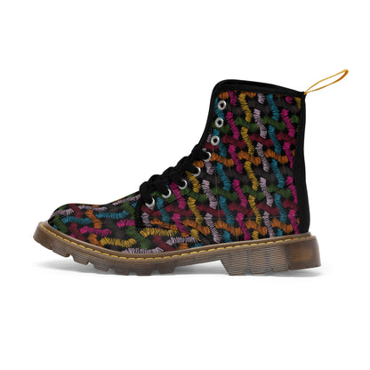 Colourful Patterns Women's Canvas Boots - Women’s Boots - Brown - Left