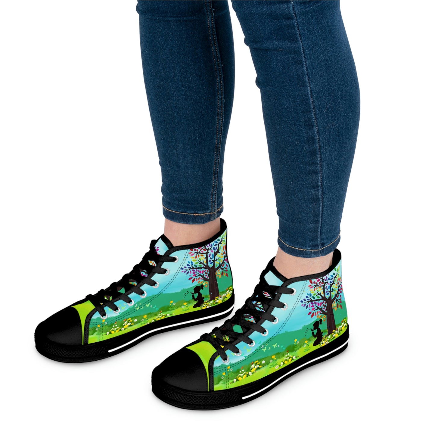 Spring At The Field Women's High Top Canvas Shoes - Sneakers - Black - On The Go