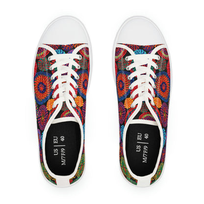 Mexican Patterns Women's Low Top Canvas Shoes - Sneakers - White - Top