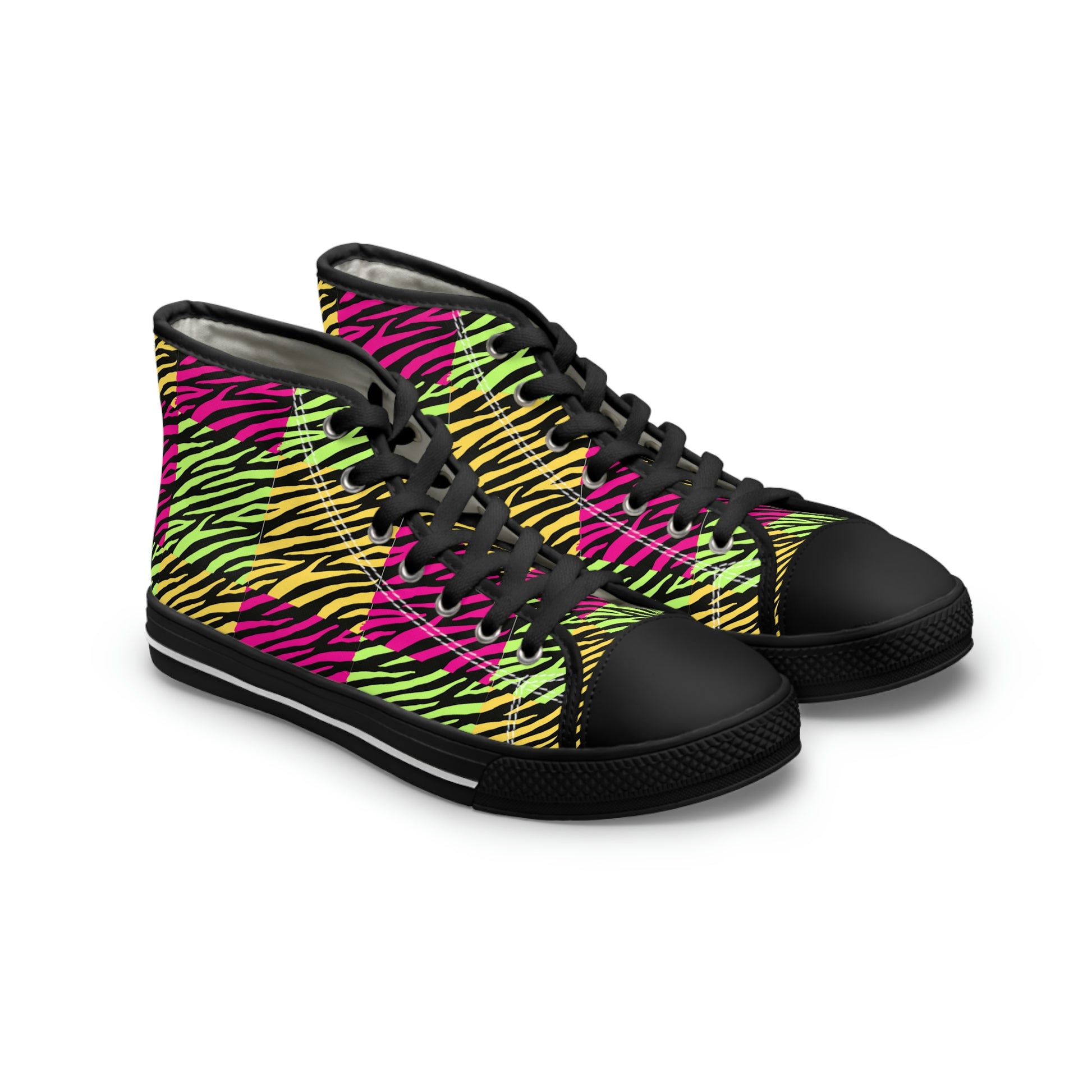 Stripes Women's High-Top Canvas Shoes - Sneakers - Black