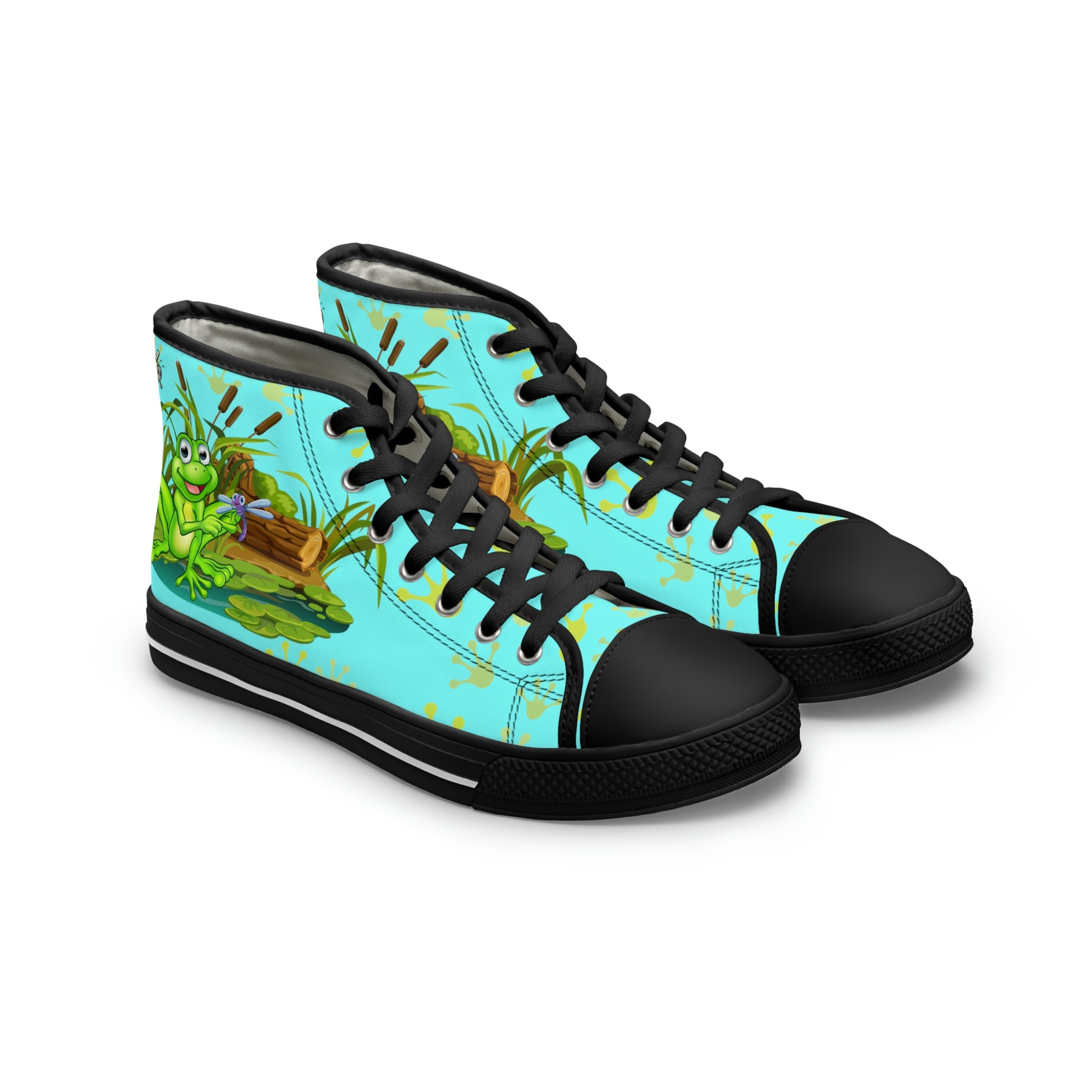 Frog In The Pond Women's High Top Canvas Shoes - Sneakers - Black